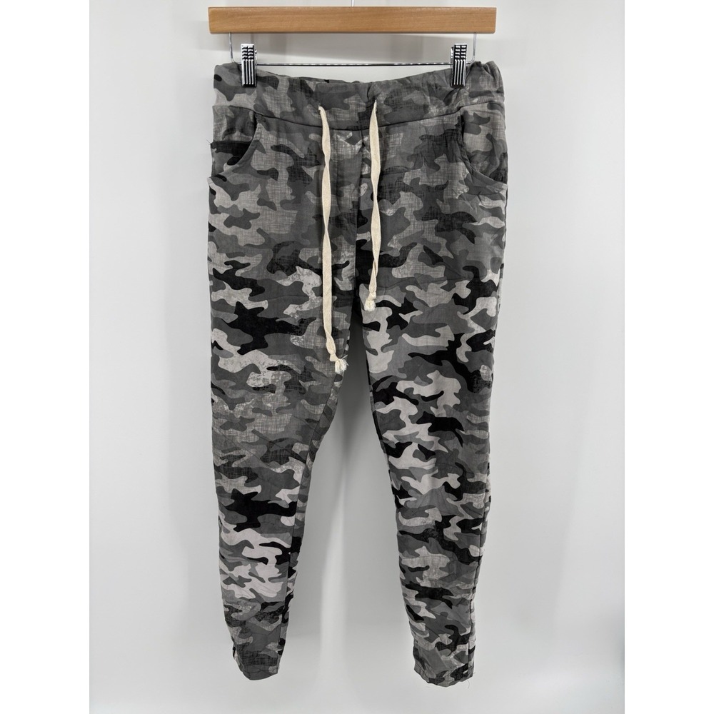 Brand Bazar Pull on Gray Camo Pants High Rise Retro Skater Streetwear Y2K